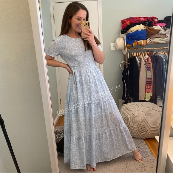 Zattcas Blue White Leopard Animal Cheetah Print Smocked Maxi Dress Comfy Medium - Picture 3 of 11